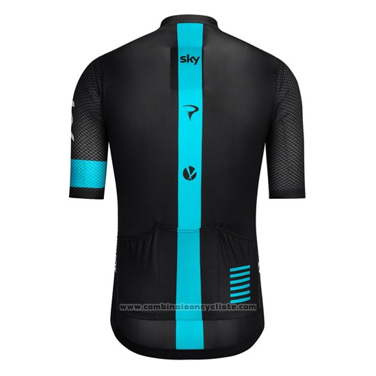 2016 Maillot Cyclisme Sky Noir et Bleu Manches Courtes et Cuissard